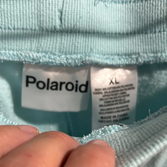 Vintage Polaroid Light Blue Sweatpants with Rainbow Stripes XL - Picture 2 of 6